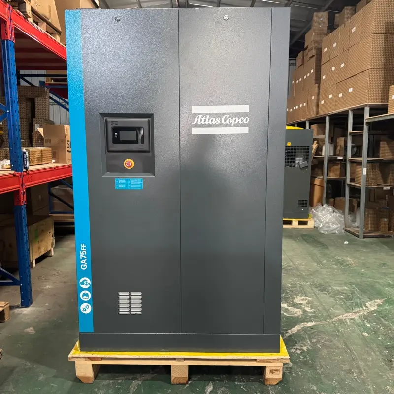Винтов компресор с впръскване на масло Atlas Copco GA75FF 75 kW 100 HP Интегриран изсушител Оригинален