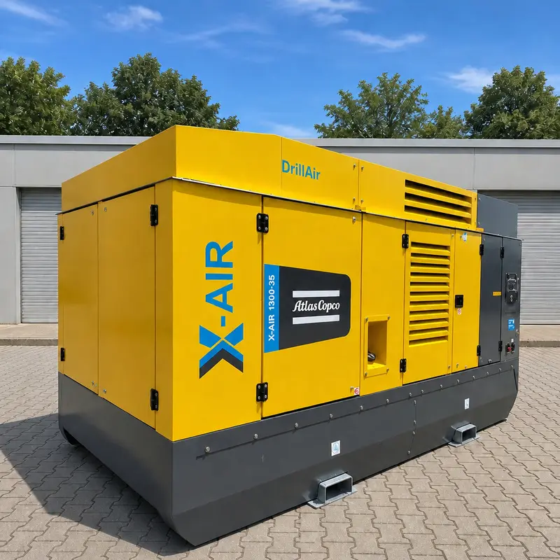 Atlas Copco X-Air 1300 35 Голям мобилен дизелов компресор 412kW 35Bar Пробиване Оригинален